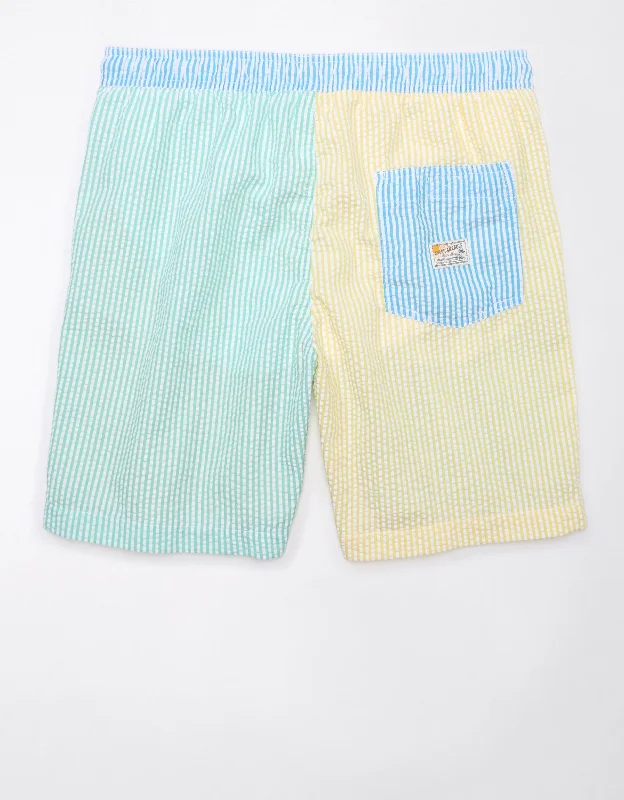Lightweight and Airy Men's Running and Workout ShortsAE Colorblock Striped Flex 7" Swim Trunk