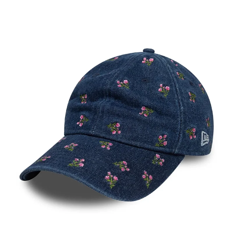Artistic Derby HatsWomens New Era Floral Denim Navy 9TWENTY Adjustable Cap