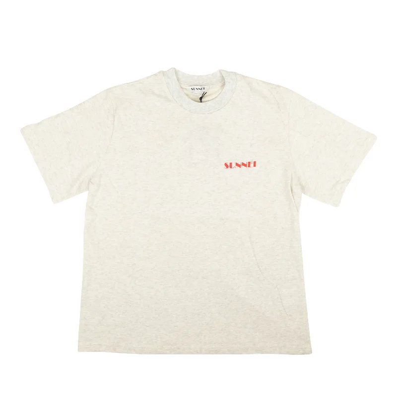 Striped Men's TopsGray & Red Logo Short Sleeve T-Shirt