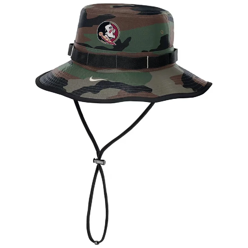 Lightweight Baseball CapsNike Men's Seminole Logo Apex Military Bucket Cap - Camo