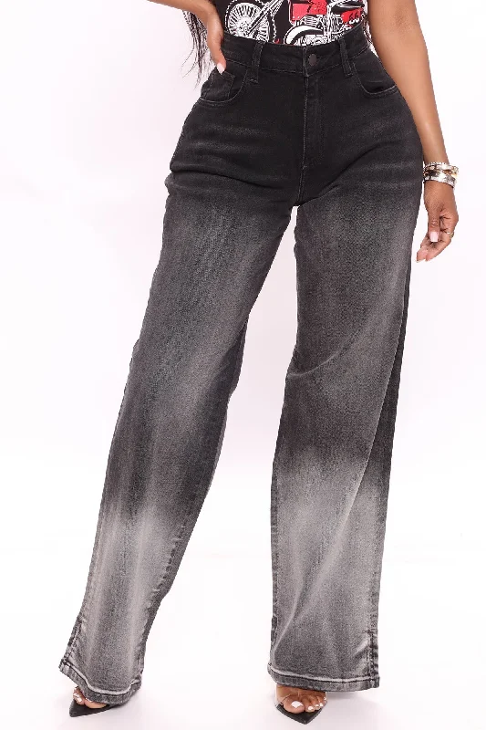 Sustainable Eco-Friendly Men's JeansKittenAlarm - Ombre All Day Slit Hem Wide Leg Jeans - Black