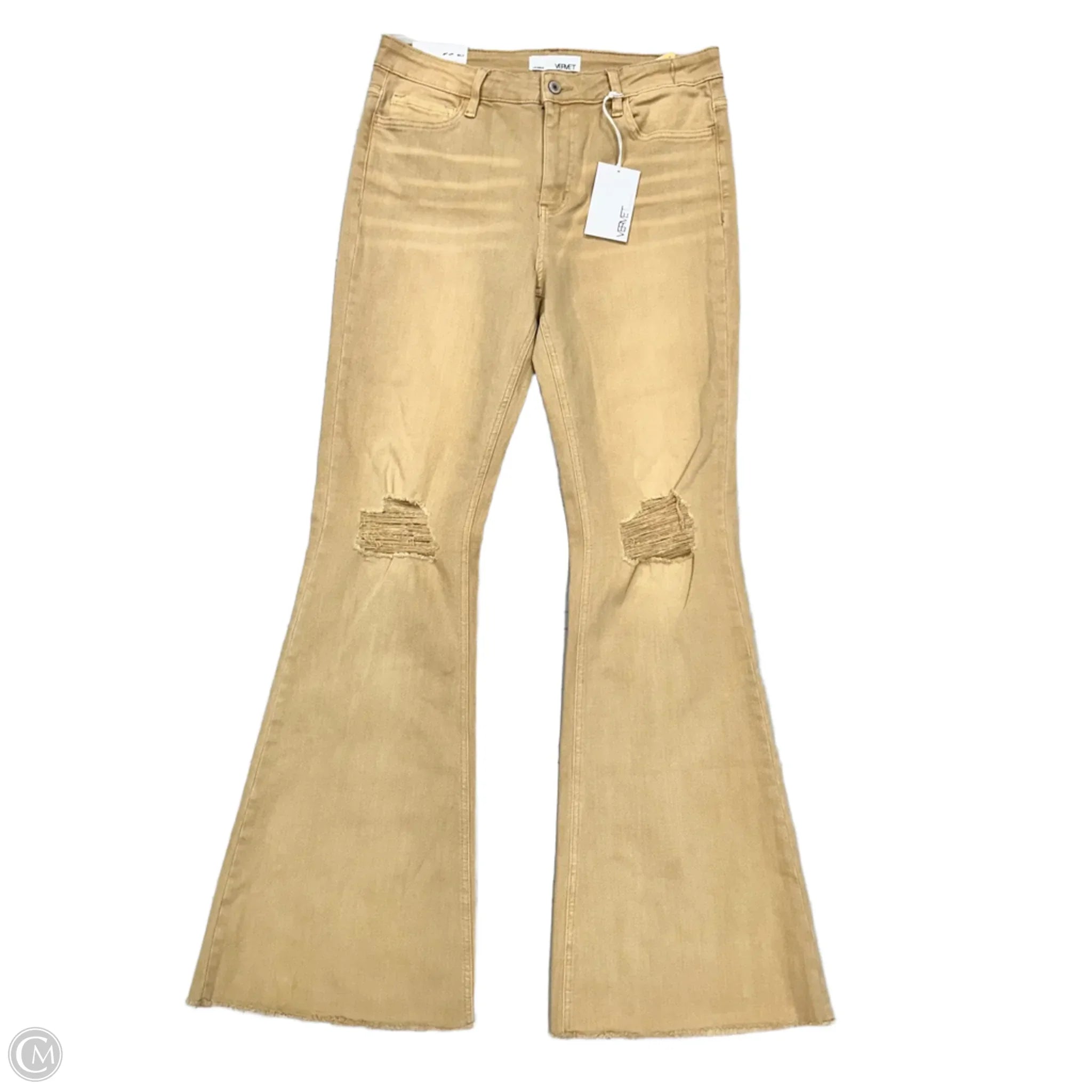 Men's Jeans with a Destroyed LookJeans Flared By Vervet In Tan Denim, Size: 12