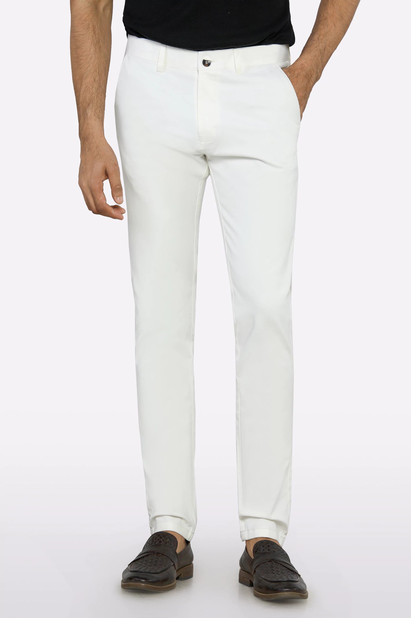 Hipster Skinny Men's JeansWhite Smart Fit Cotton Chino