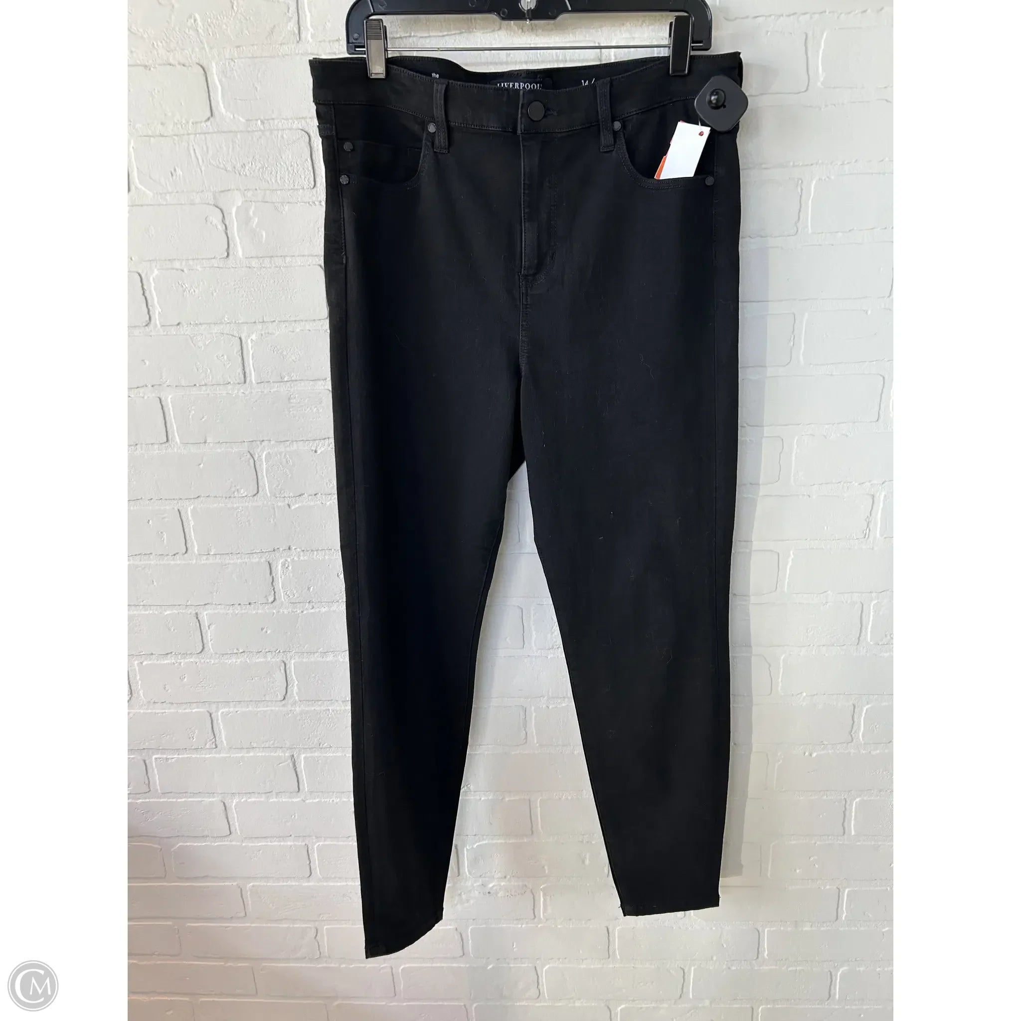Men's Jeans with a Distressed LookJeans Skinny By Liverpool In Black Denim, Size: 14