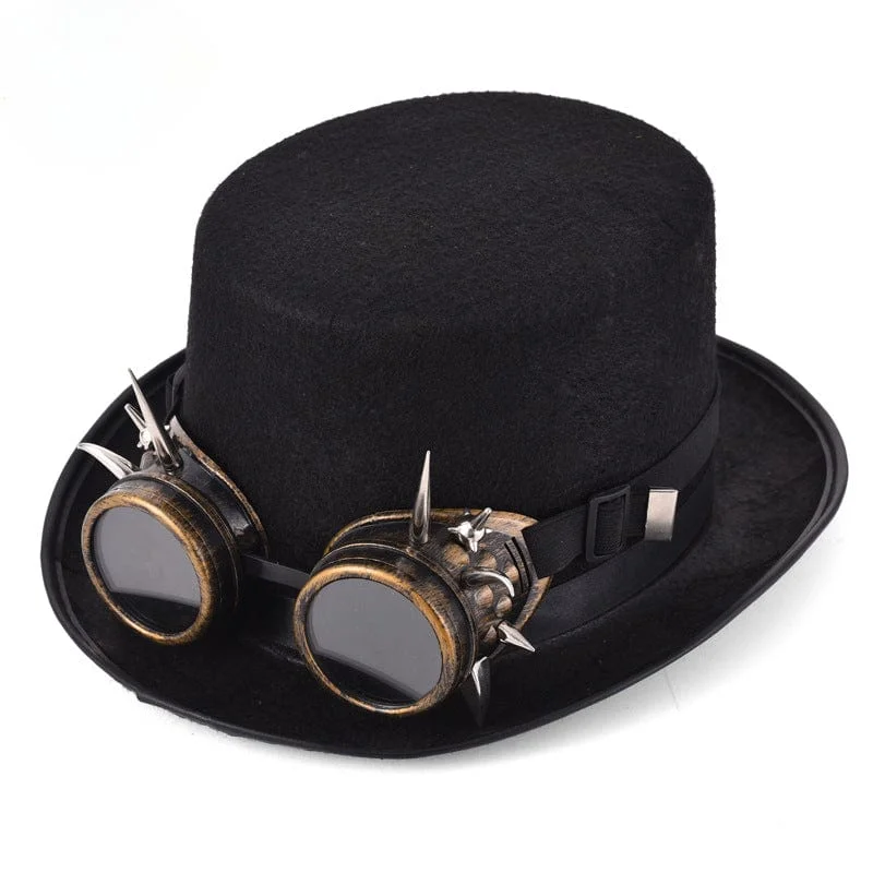 Durable Workwear HatsUnisex Steampunk Studded Goggles Velvet Hat