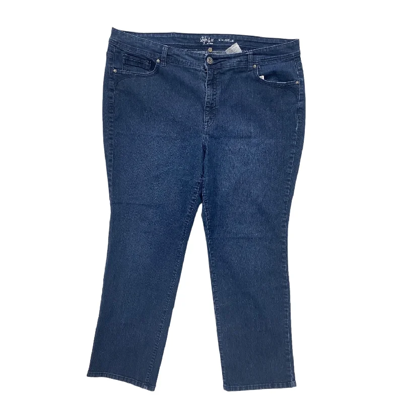 Elegant Men's JeansBlue Denim Jeans Straight Style And Company, Size 22w