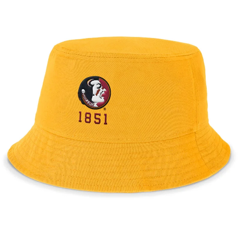 Youth Snapback HatsNike Vault Seminole Logo 1851 Apex Swoosh Bucket Cap - Gold