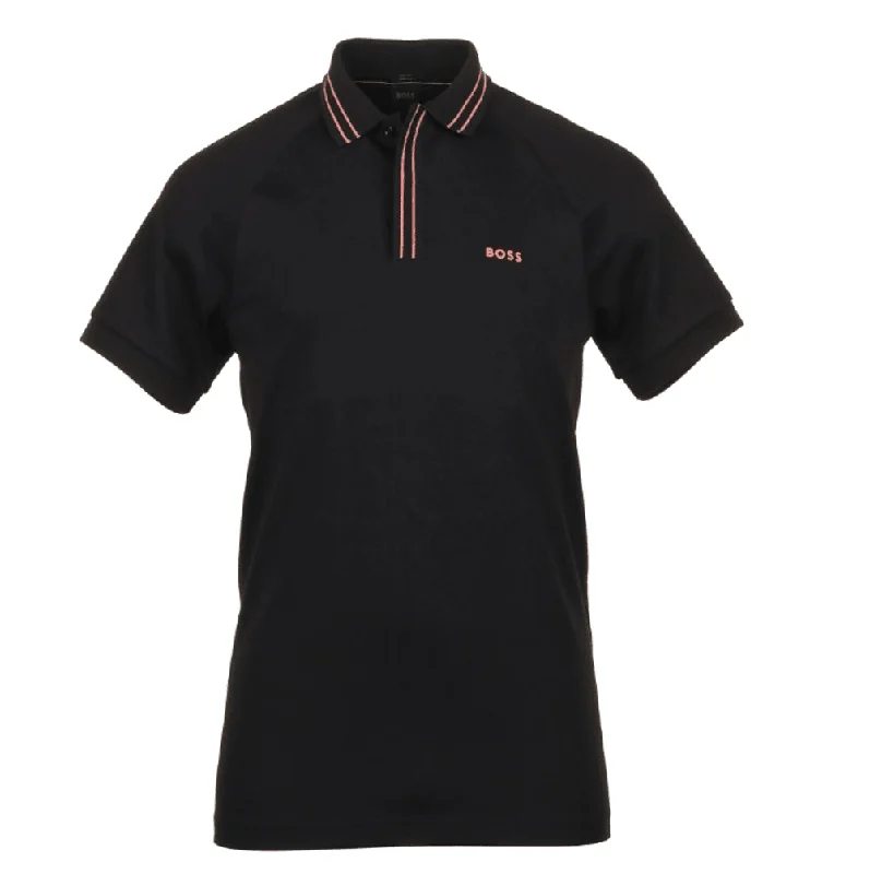 Men's Shirts with Full PlacketsHugo Boss Men's Paule 2 Slim Fit Cotton Polo T-Shirt w/ Pink Stripes, Black