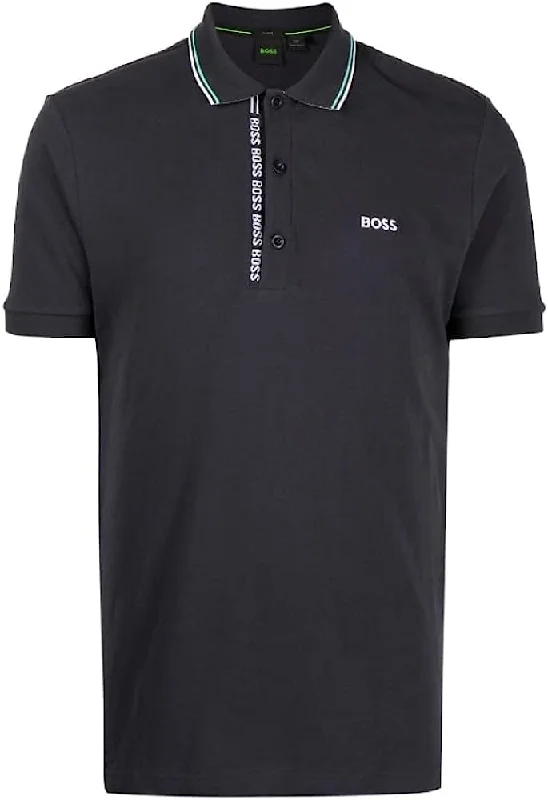 Men's Shirts with Embellished CollarsHugo Boss Men Paule Navy Blue PiqueLogo  Polo Shirt