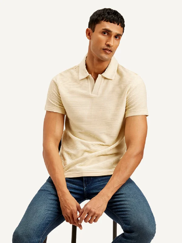 Men's Shirts with Striped PatternsMen's Textured Slim Fit Polo T-shirt