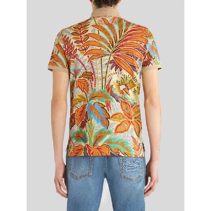 Men's Shirts with Appliqué DetailsPOLO SHIRT WITH PEACOCK PRINT
