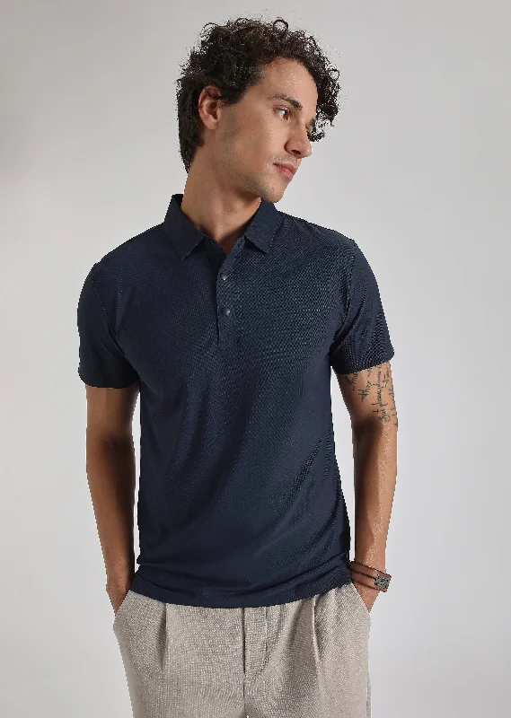 Men's Shirts with Cowl NecksBlue Stitchless Polo T-shirt