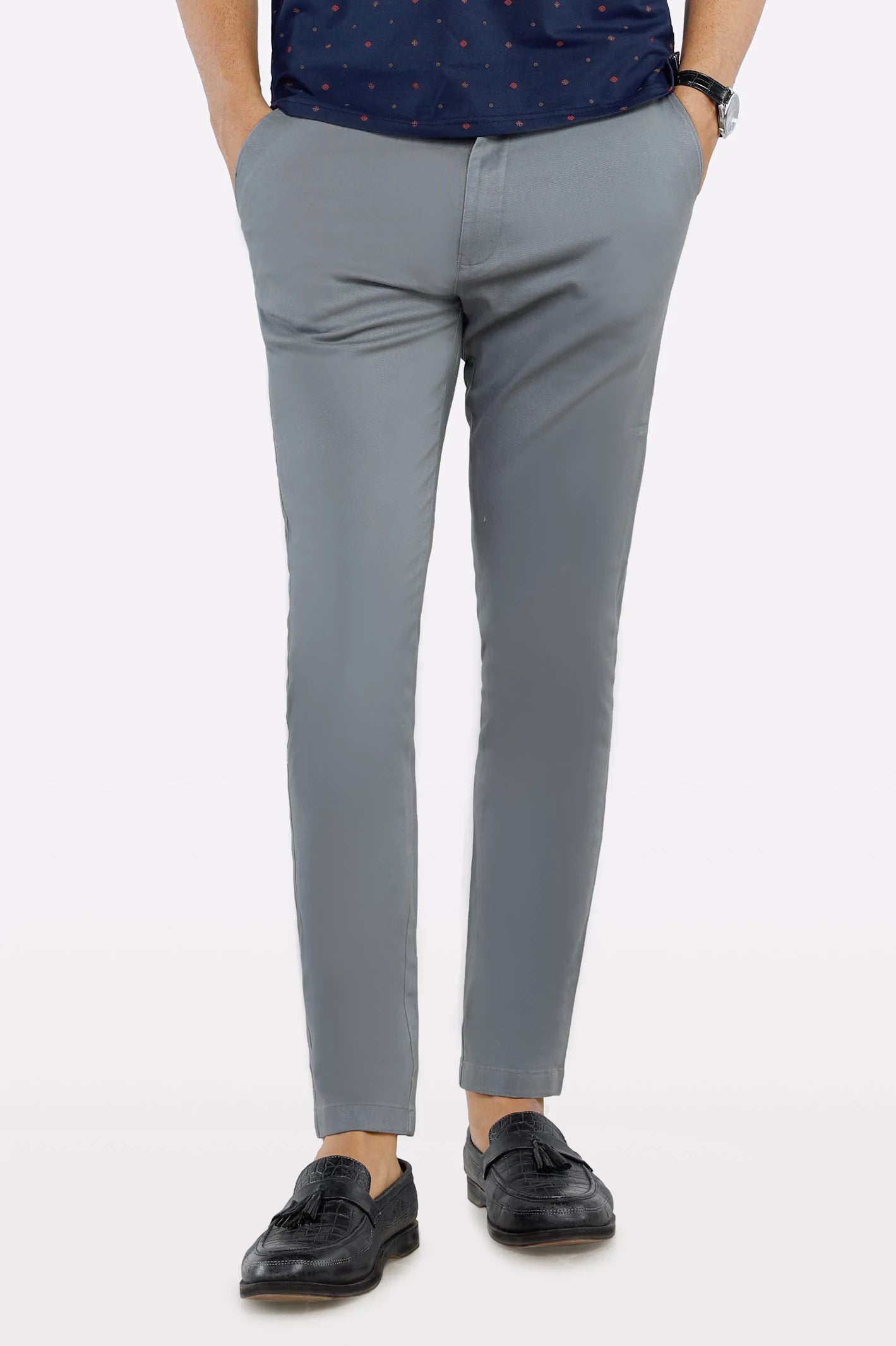 Jeans for Men with a Curvy BodyGrey Smart Fit Cotton Chino