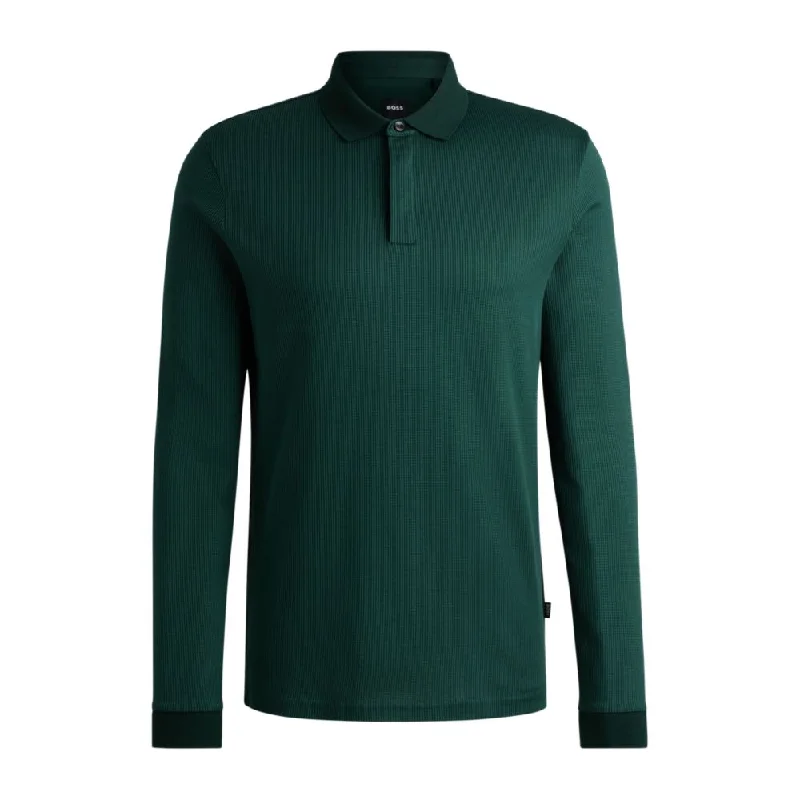 Men's Shirts with TiesLong-sleeved polo shirt in cotton with concealed placket