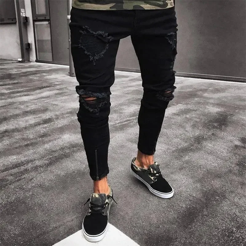 Affordable Men's JeansPencil Ripped Jeans Pants For Men