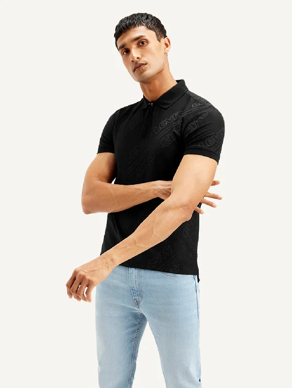 Warm Men's Fleece-Lined TopsMen's Brand Logo Slim Fit Polo T-shirt