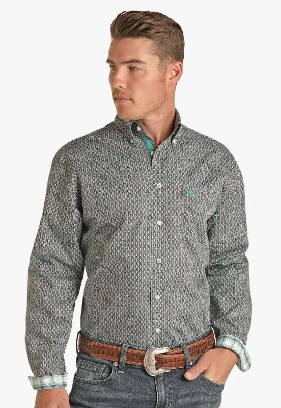Durable Men's Work ShirtsRough Stock Mens Paisley Long Sleeve Shirt