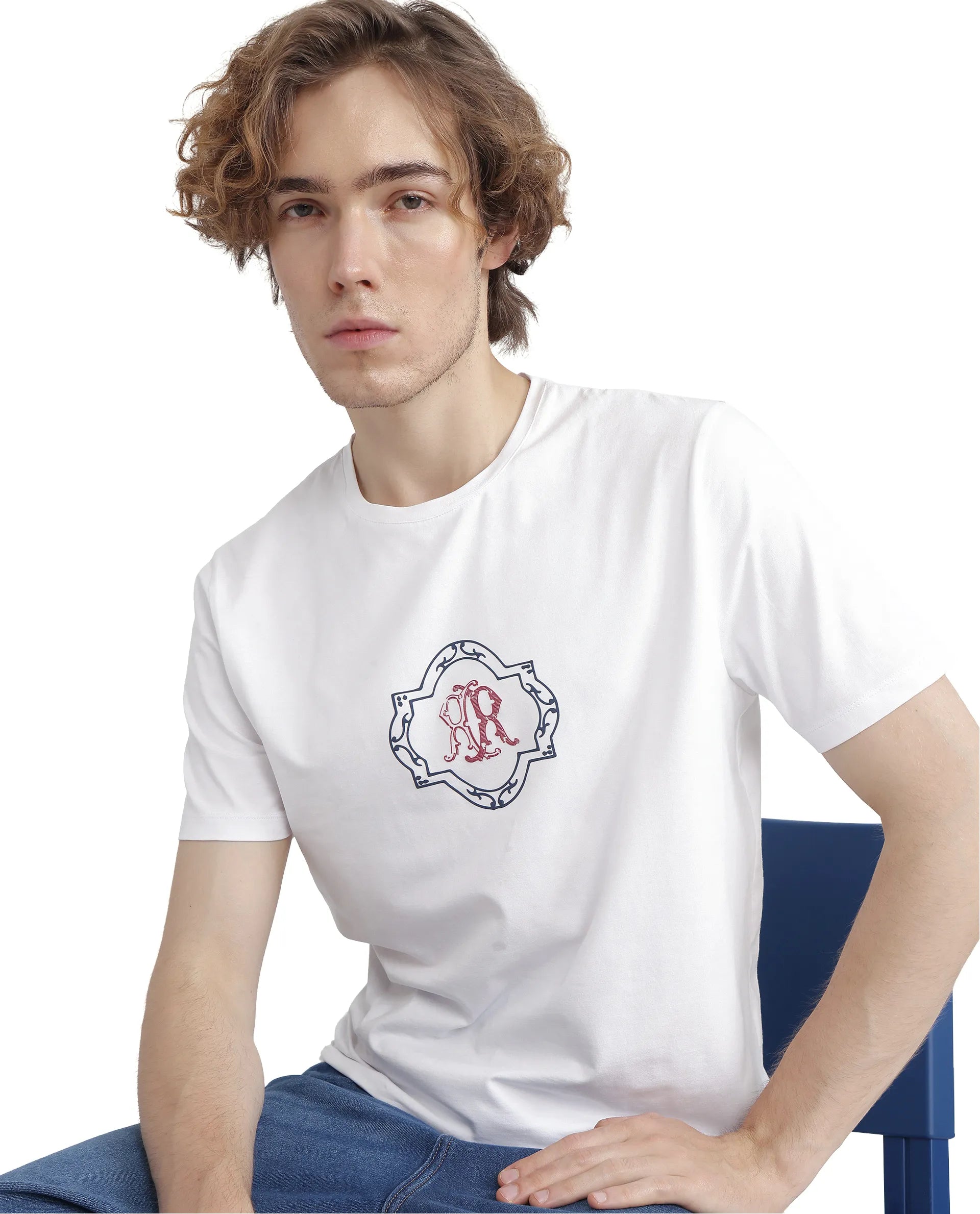 Stylish Men's HenleysRare Rabbit Men's Seko White Cotton Fabric Half Sleeve Crew Neck Regular Fit Graphic Print T-Shirt Stylish Men's HenleysRare Rabbit Men's Seko White Cotton Fabric Half Sleeve Crew Neck Regular Fit Graphic Print T-Shirt
