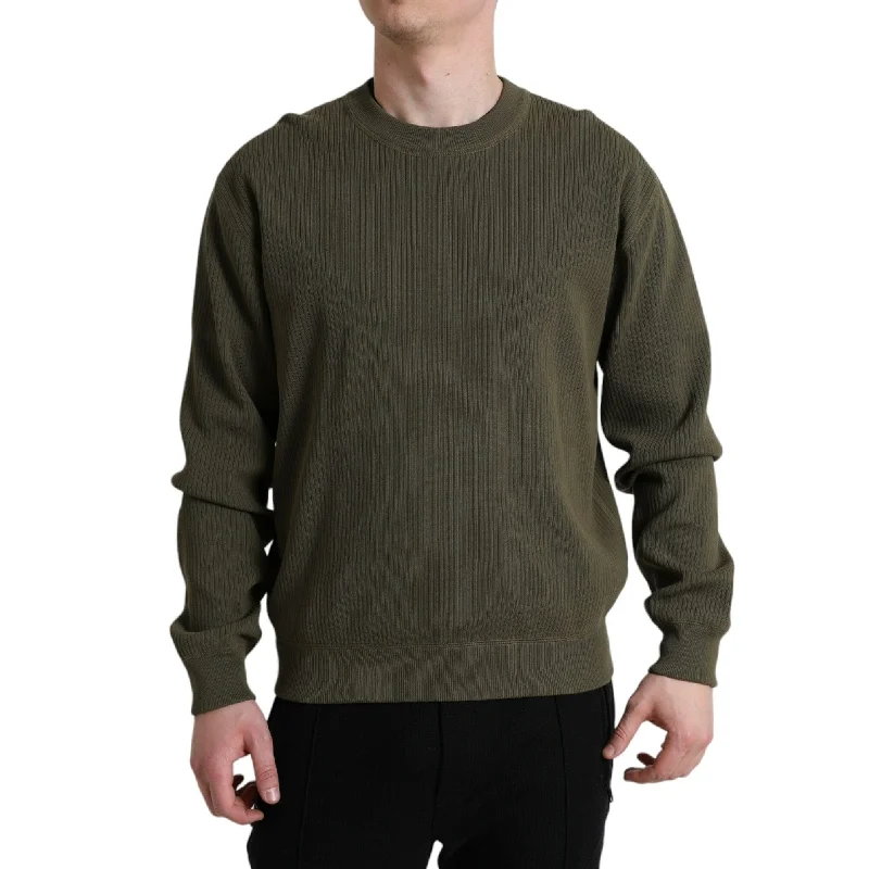 Men's Sweaters with Long SleevesDolce & Gabbana Elegant Green Crew Neck Cotton Men's Sweater