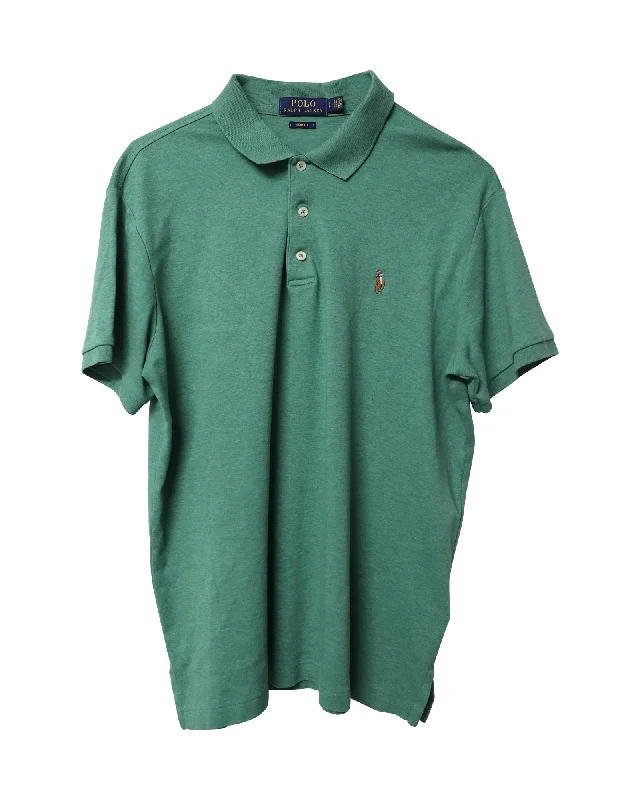 Men's Shirts with Short PlacketsPolo Ralph Lauren Custom Slim Fit Polo T-Shirt in Green Cotton