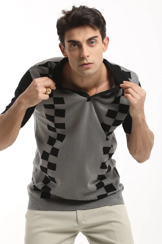 Men's Shirts with Chest PocketsGrey Box Polo T-Shirt