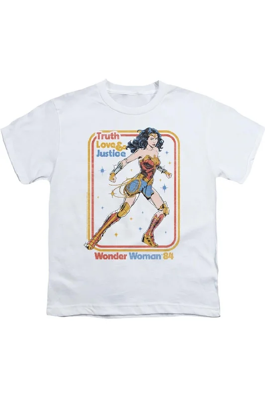 Men's Shirts with Full PlacketsWonder Woman 84 Retro Justice 84 Short Sleeve Youth Tee / T-Shirt
