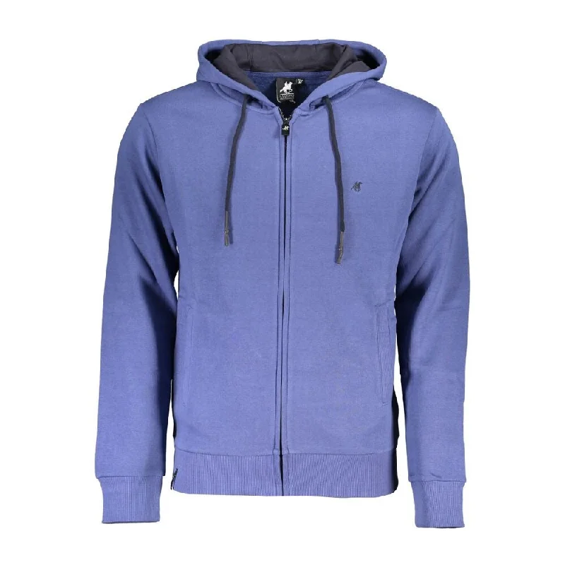 Men's Sweaters with Pleated DesignsU.S. Grand Polo Chic Blue Hooded Sweatshirt with Embroidered Men's Logo Men's Sweaters with Pleated DesignsU.S. Grand Polo Chic Blue Hooded Sweatshirt with Embroidered Men's Logo