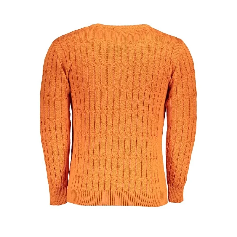 Men's Sweaters with Hooks and LoopsU.S. Grand Polo Twisted Crew Neck Orange Men's Sweater Men's Sweaters with Hooks and LoopsU.S. Grand Polo Twisted Crew Neck Orange Men's Sweater