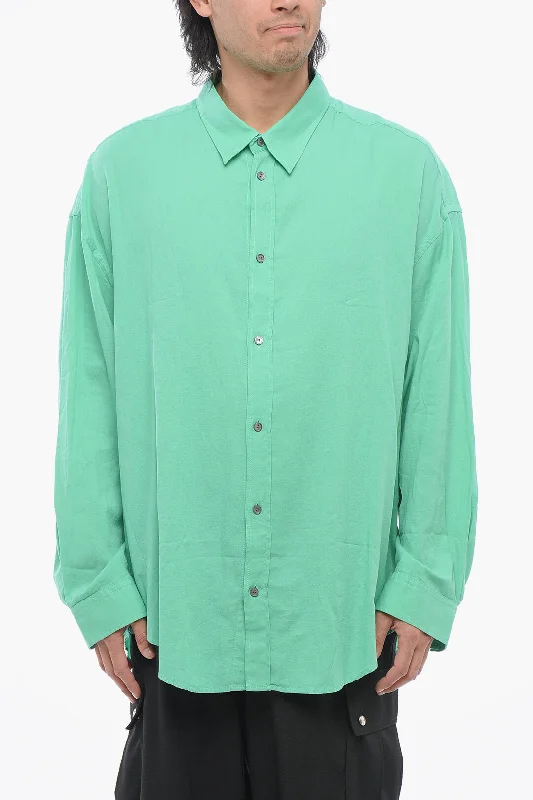 Men's Shirts with Abstract DesignsAcne Studios Solid Color Long Sleeves Polo Shirt
