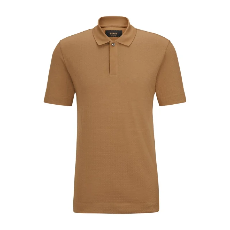 Warm Men's Fleece-Lined TopsRegular-fit polo shirt in cotton and silk