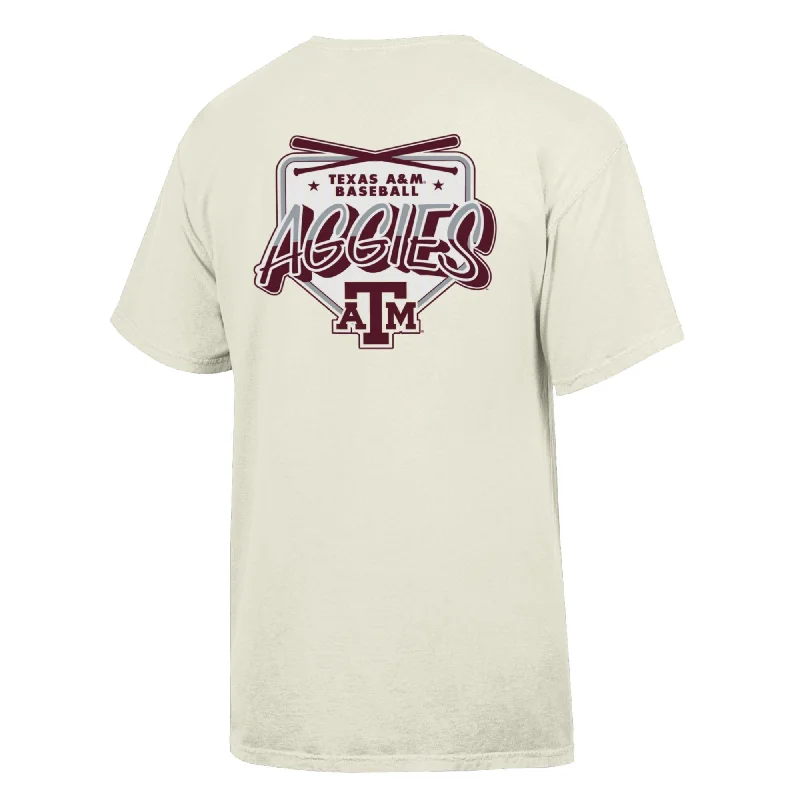 Men's Shirts with Single-Breasted DesignsTexas A&M Baseball Tee - Bats - Parchment Comfort Wash ***