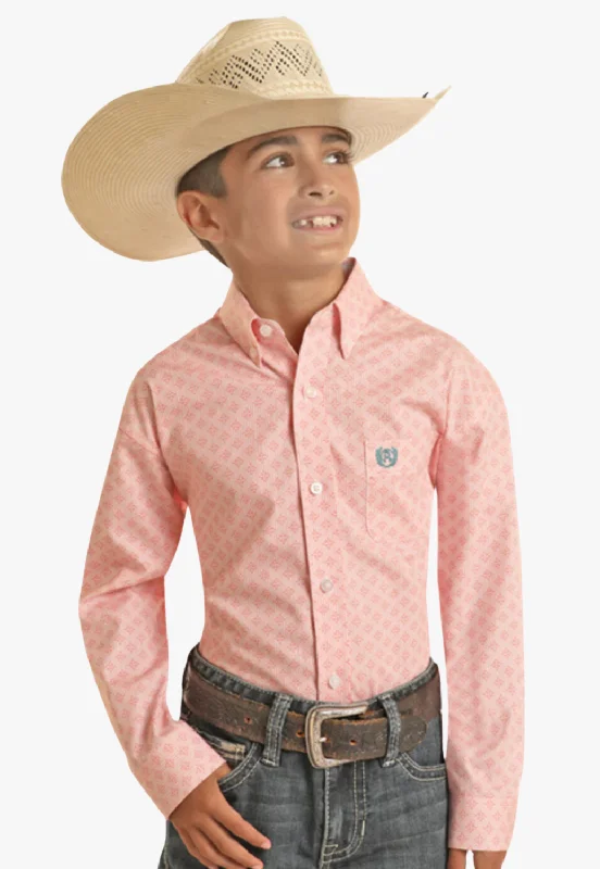 Men's Floral Print Shirts for Spring and SummerPanhandle Boys Diamond Long Sleeve Shirt