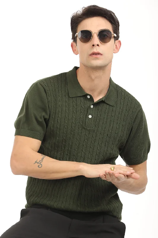 Men's Performance Shirts for SportsGreen Spiral Polo T-Shirt
