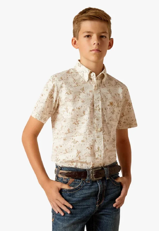 Men's Hawaiian Print Shirts for Luau PartiesAriat Boys Edison Classic Fit Short Sleeve Shirt