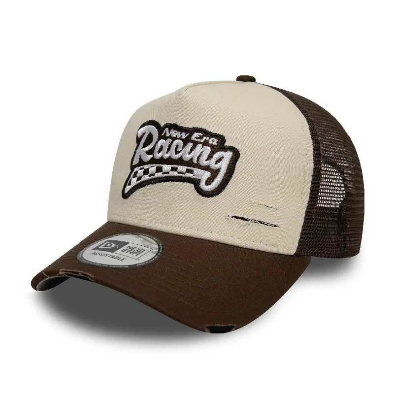 Comfortable Fisherman HatsNew Era Motorsport Dark Brown 9FORTY A-Frame Trucker Adjustable Cap