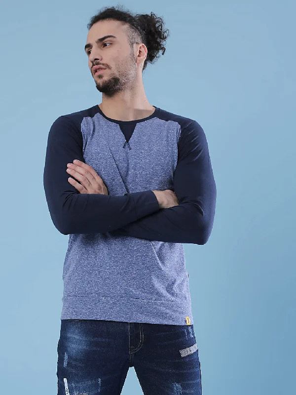 Men's Shirts with Adjustable HemlinesCampus Sutra Colorblock Men's Round Neck Black T-Shirt