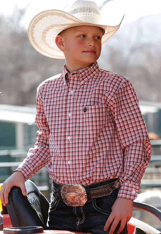 Men's Easy-Care Shirts for Busy LifestylesCinch Boys Plaid Button Down Long Sleeve Shirt