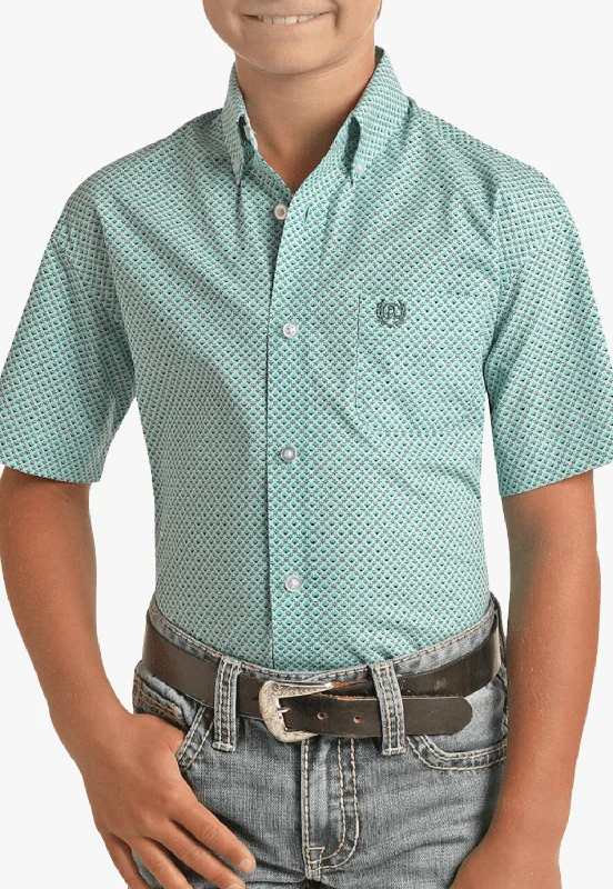 Men's Thermal Shirts for Winter WarmthPanhandle Boys Ditsy Button Down Short Sleeve Shirt