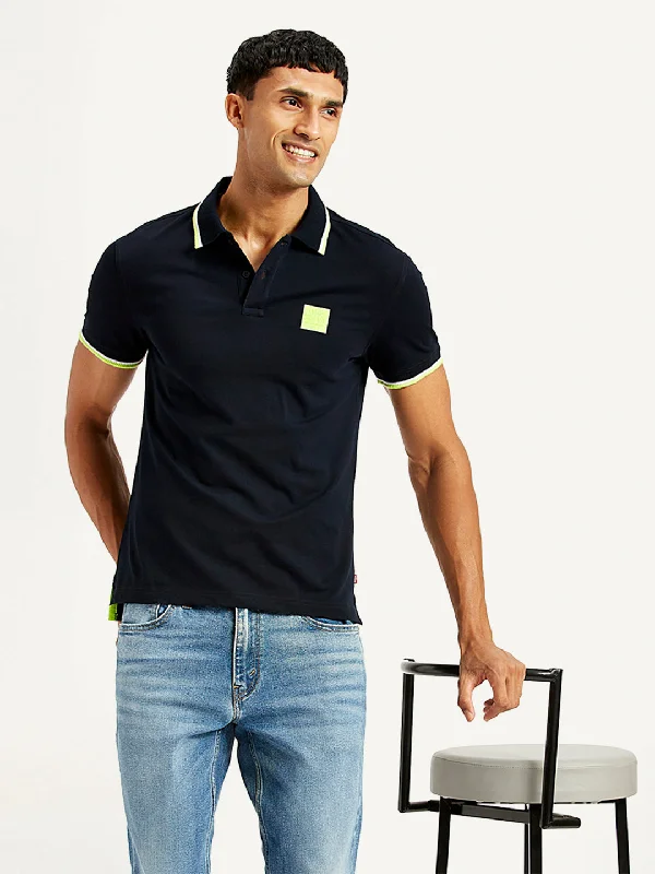 Men's Shirts with Patchwork PatternsMen's Solid Slim Fit Polo T-shirt