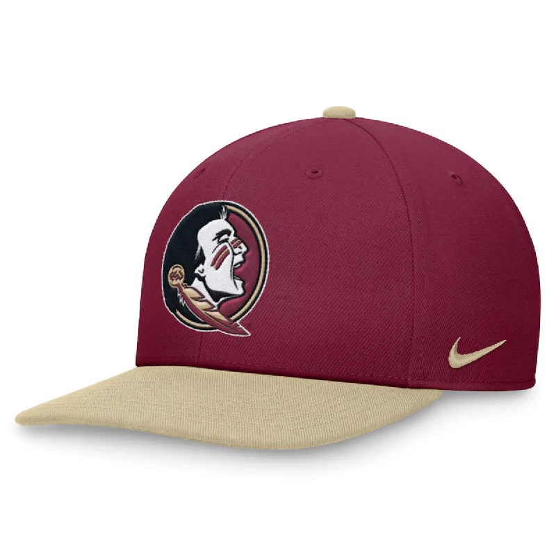 Men's Fedora HatsNike Men's Seminole Logo Dri-fit Pro Structured Square Bill Snapback Cap - Garnet/Gold