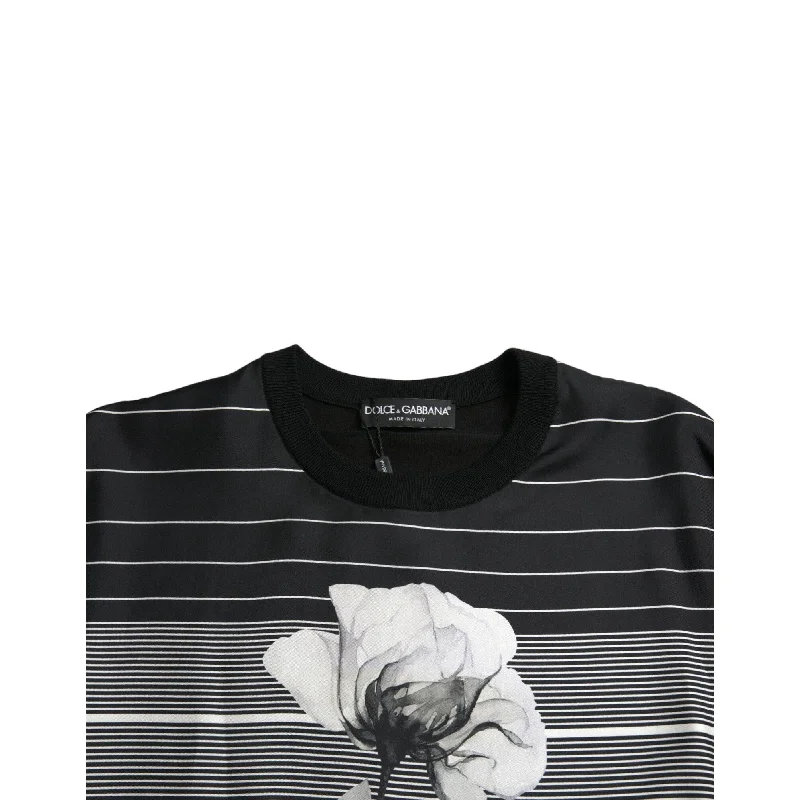 Men's Sweaters for Everyday WearDolce & Gabbana Elegant Floral Print Crew Neck Men's Sweater