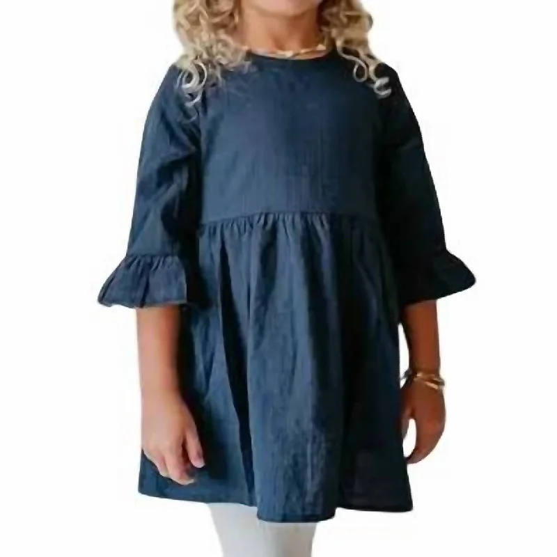 Men's Hawaiian Print Shirts for Luau PartiesRuffle Long Sleeve Shirt With Button Detail In Navy Blue