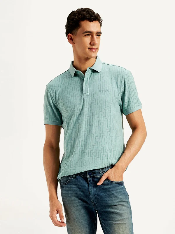 Men's Shirts with Pleated HemlinesMen's Geometric Print Slim Fit Polo T-Shirt