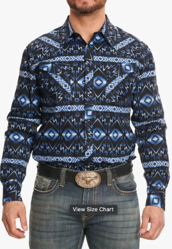 Men's Striped Shirts for a Maritime TwistRock and Roll Mens Aztec Snap Long Sleeve Shirt