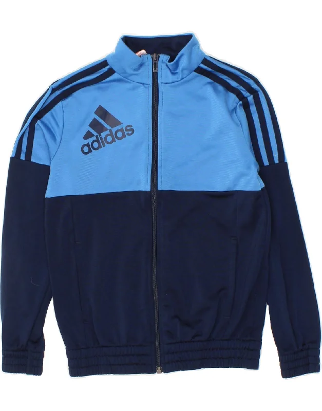 Men's Coats with Breathable FabricADIDAS Boys Graphic Tracksuit Top Jacket 9-10 Years Navy Blue Colourblock