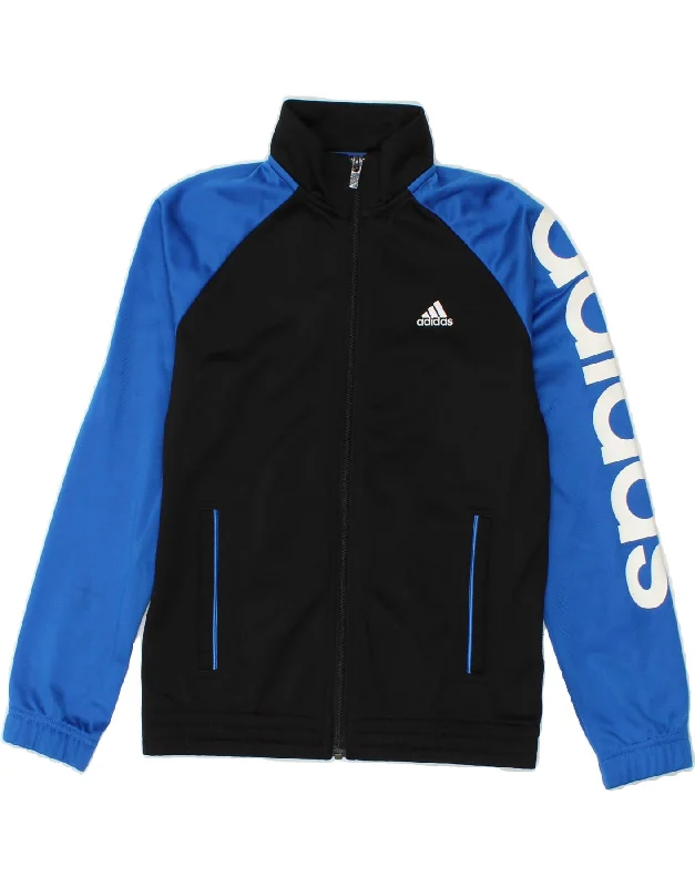 Men's Coats with Breathable FabricADIDAS Boys Graphic Tracksuit Top Jacket 9-10 Years Small Black