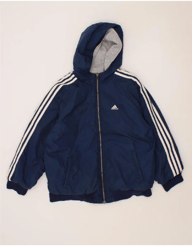 Men's Coats Made in the USAADIDAS Boys Hooded Reversible Jacket 11-12 Years Large Navy Blue Polyester