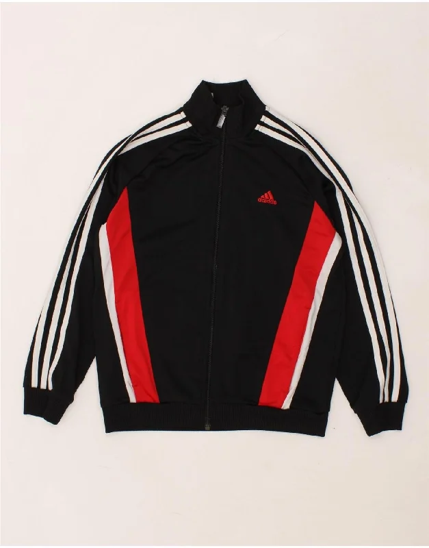 Elegant Men's Wool CoatsADIDAS Boys Tracksuit Top Jacket 11-12 Years Black Colourblock Polyester
