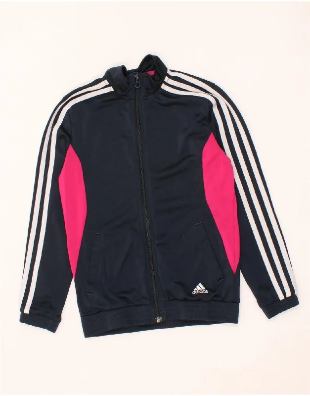 Men's Coats with Snap ButtonsADIDAS Girls Tracksuit Top Jacket 9-10 Years Navy Blue Colourblock