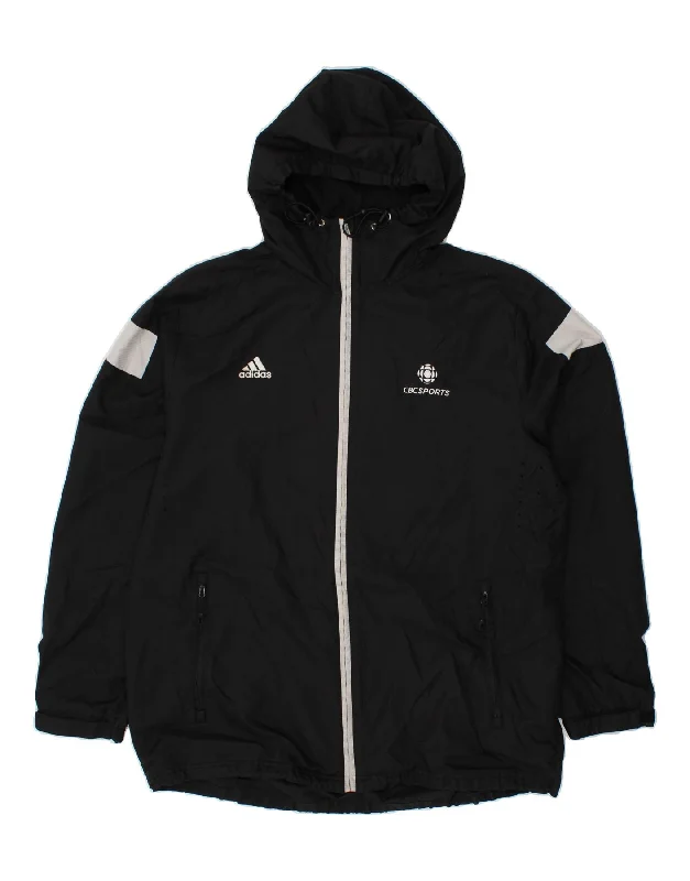 Cool Men's Pea CoatsADIDAS Mens Graphic Hooded Rain Jacket UK 40 Large Black Colourblock